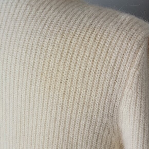 SUSAN BRISTOL Cream Wool Blend Embroidered Flowers Patch Pocket Open Cardigan M - Picture 10 of 11